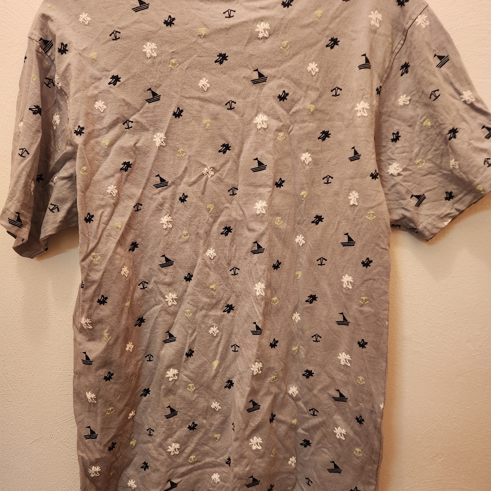 Women's Gray Sailing Pattern Short Sleeve Tee Size L - Picture 2 of 5